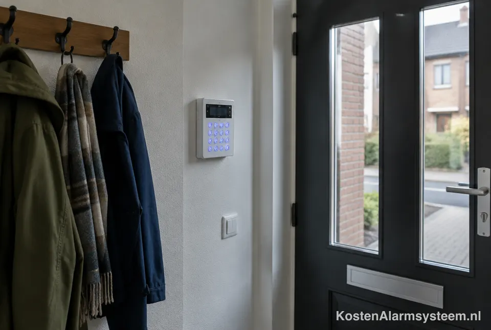 Bedieningspaneel van een alarmsysteem in een hal